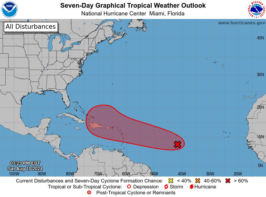 Según la agencia estadounidense, el fenómeno meteorológico se estaría formando en el transcurso de la siguiente semana con la trayectoria estimada en la imagen.